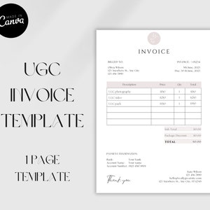 UGC creator invoice template canva | Invoice template editable | Service invoice