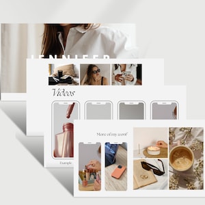 May include: A collage of images showcasing a variety of content, including fashion, beauty, and lifestyle. The images are arranged in a grid format and feature a variety of colours and textures. The text "Videos" and "More of my work" are visible in the image.