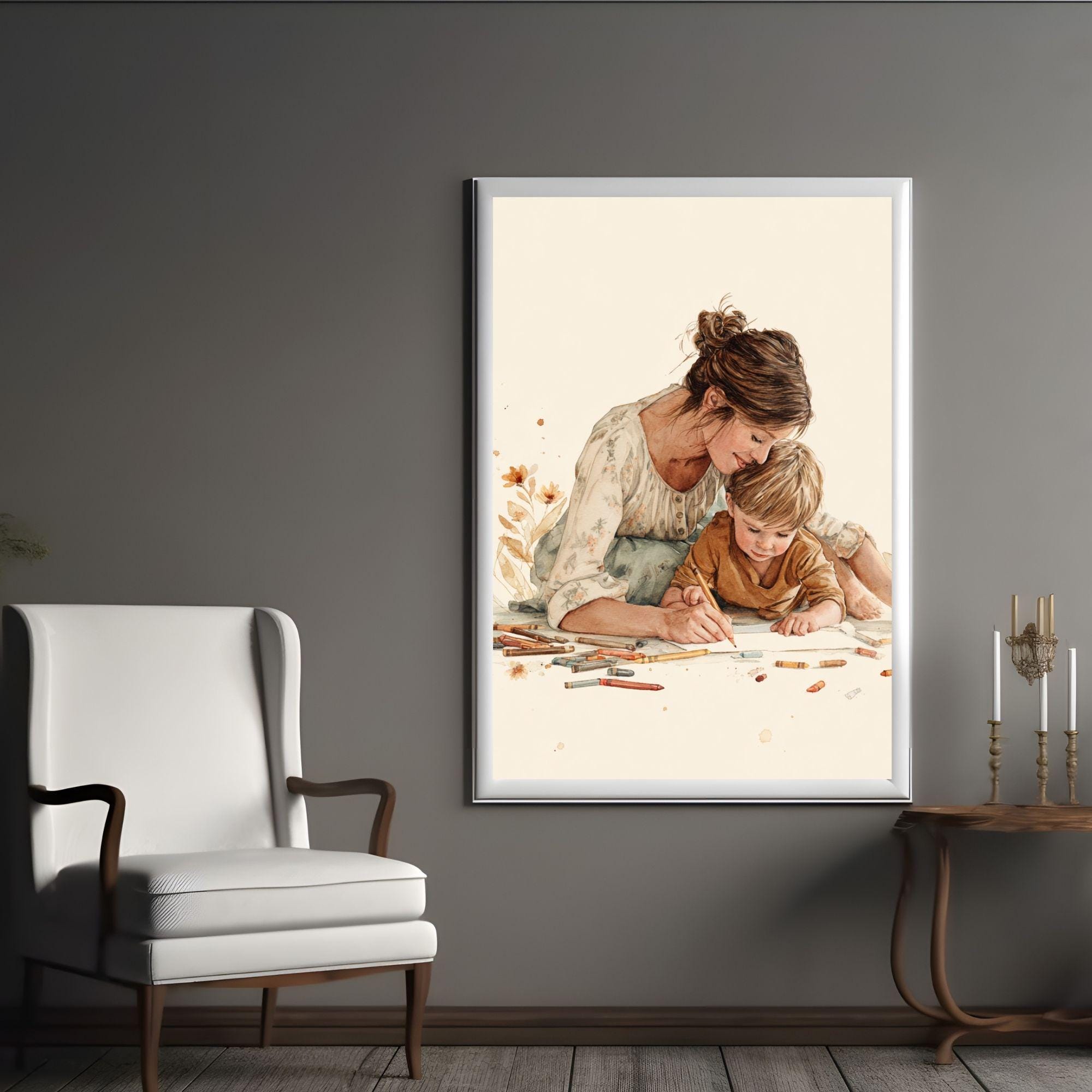 Mother and Child Watercolor Art Print, Motherhood Illustration, Family ...