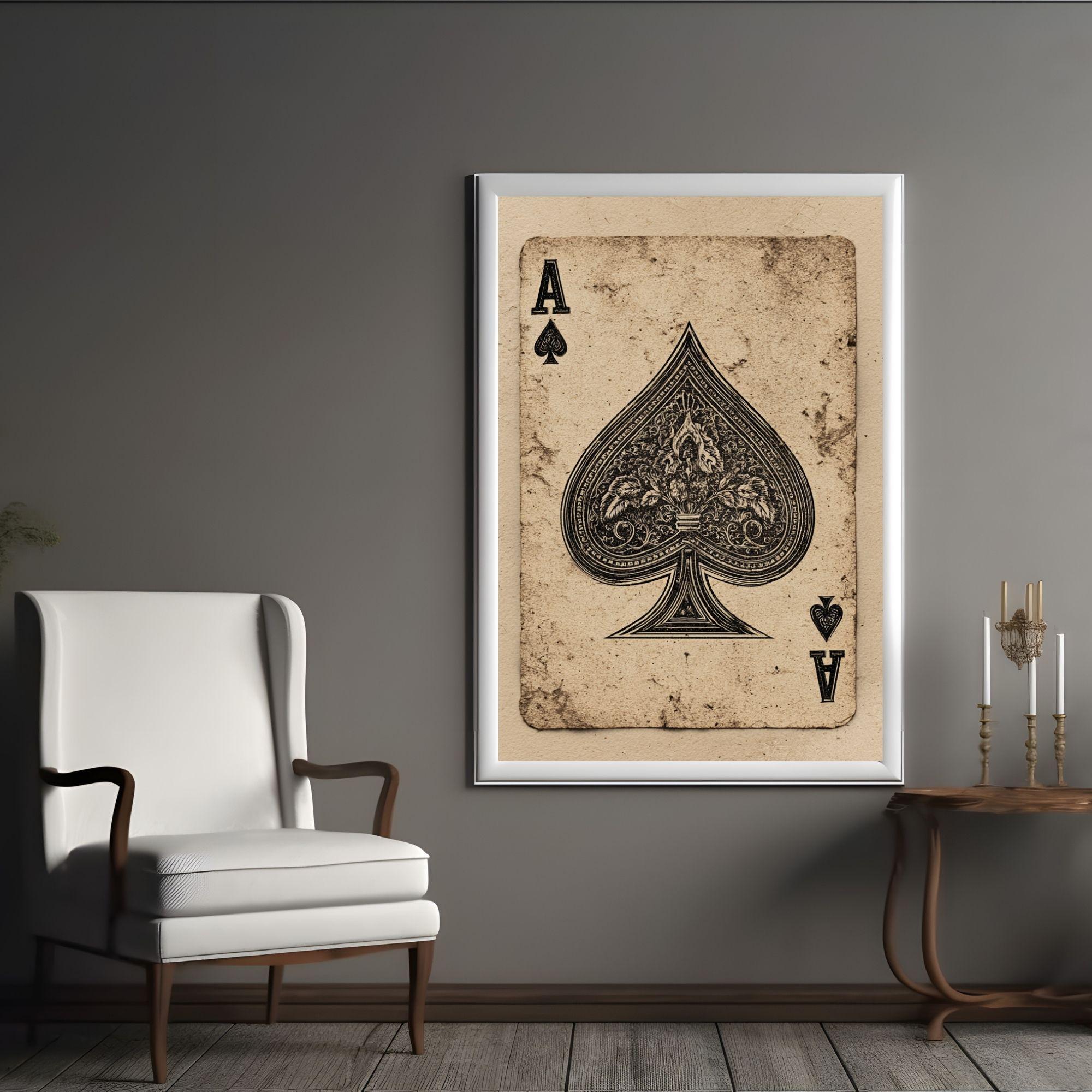 Vintage Ace of Spades Poster, Distressed Playing Card Wall Art - Etsy