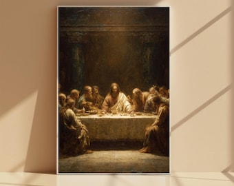 The Last Supper Wall Art Print,Jesus and Apostles Painting,Christian Religious Poster,Catholic Wall Decor,Vintage Sacred Art,Home Decor