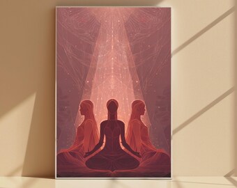 Divine Feminine Wall Art,Sacred Feminine Meditation Poster,Spiritual Woman Energy Print,Goddess Meditation Art,Motherhood Energy Decor