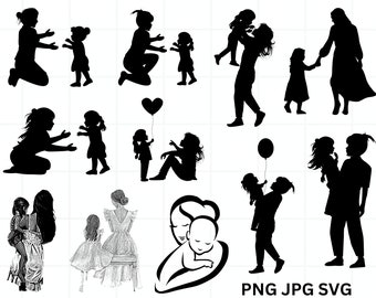 Mother and daughter Svg Bundle, Mother svg, Daughter svg, Girl Mama Svg, Mom svg, Womans svg, Mom and Daughters svg,Daughter Silhouette