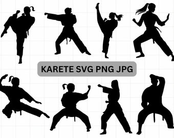 Karate SVG Bundle, Karate svg, Taekwondo svg, martial arts svg, karate girl silhouette png, karate clipart, karate woman silhouette svg