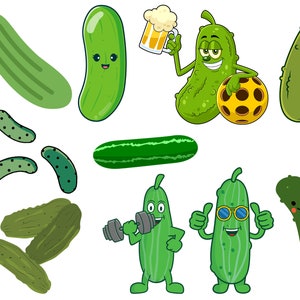 Pacchetto SVG di sottaceti, Amante dei sottaceti SVG, Pickle SVG, PNG di sottaceti, Cetriolo SVG, Vettore di sottaceti, Cute Pickle Cucumber Clipart SVG
