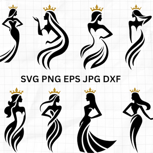 Queen Svg, Princess Svg, Crown Svg, Woman SVG, Hat SVG,  bridal crowns clipart,Royal Crown SVG File, Queen Crown Svg, Birthday Queen Svg