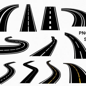 Road Svg Bundle,road clipart, road cut file, highway svg, Road dxf, Road png, Road vector, Bending Svg, Curved Asphalt Road Svg