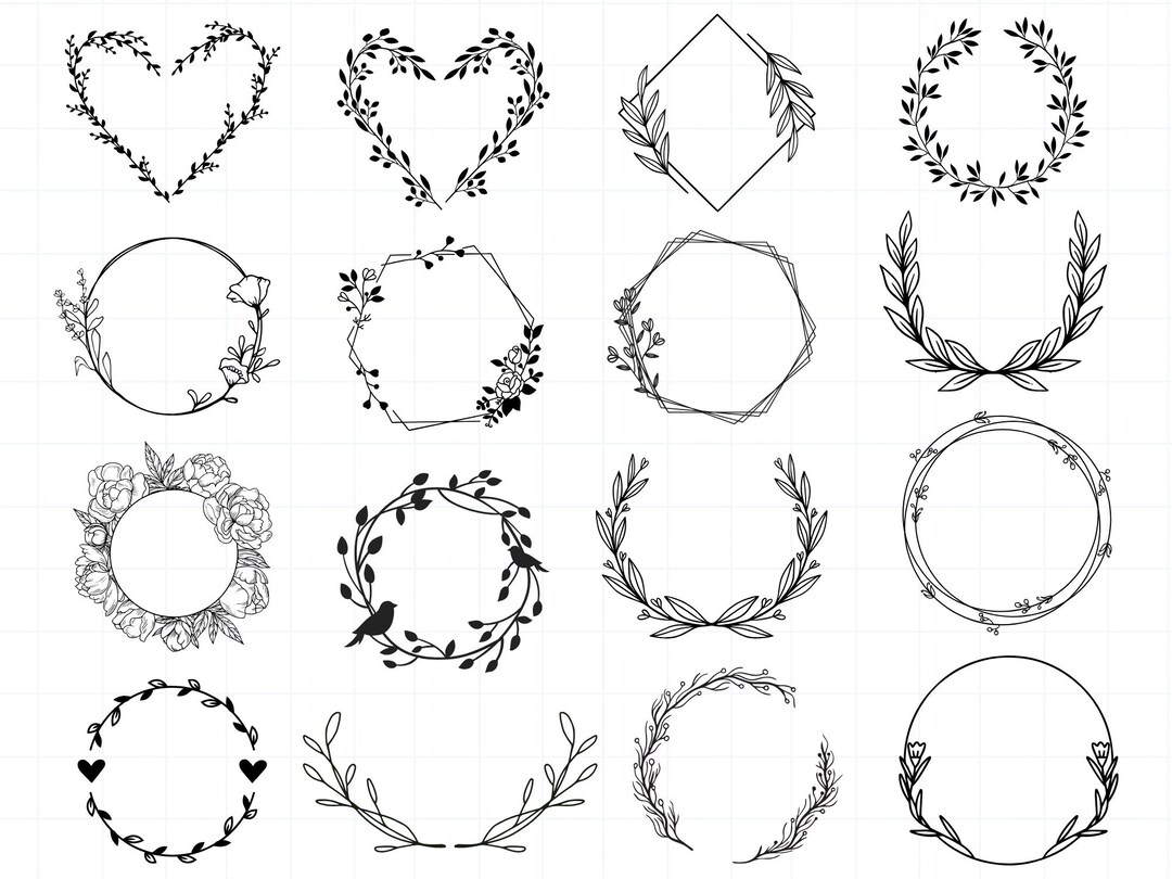 Wreath Svg Bundle | Circle Svg Bundle | Floral Wreath Svg | Heart ...