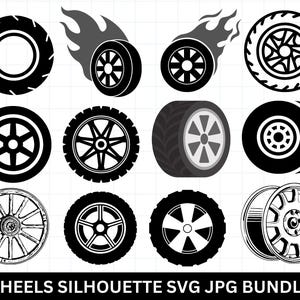 Paquete SVG de neumáticos, archivo SVG de neumáticos de coche para Cricut, imagen vectorial de elementos de diseño de ruedas, clip art, SVG, PNG, DXF, esp. Neumáticos de camión Mecánico de automóviles
