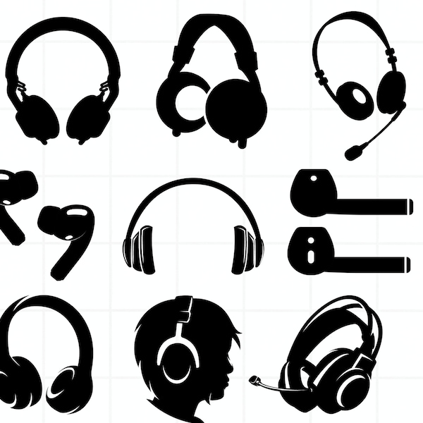 Headphone SVG, Headset Svg, DJ Svg, Gaming Headset Silhouette, Music Svg, Headset Clipart, Sound SVG, Music Silhouette, Headset Vector