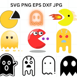 PacMan Svg, Video Game Svg Cut Files, Gamer Svg, Pac Man and Ghosts, Pac Man SVG, Video Game SVG PNG