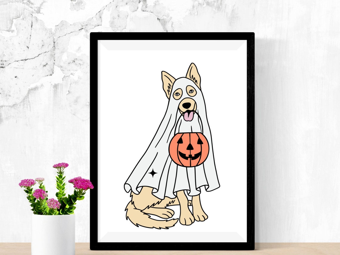 Ghost Dog Halloween Svg , Ghost Dog Retro Spooky Season Svg , Сute ...