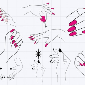 Nagel SVG, vrouw nagels mooie handen PNG, vingers SVG, nagel kunstenaar SVG, meisje hand SVG, nagel salon SVG, zwarte vrouw hand PNG