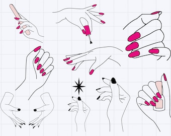 Nail svg, Woman nails pretty hands png , Fingers Svg , Nail Artist SVG, Girl Hand svg, Nail Salon Svg, Black Woman Hand png