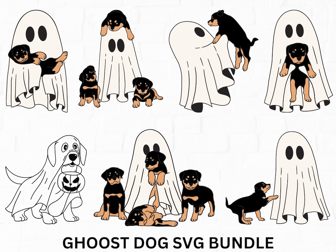 Сute Ghost Dog Svg, Ghost Dog Halloween Svg , Ghost Dog Retro Spooky ...