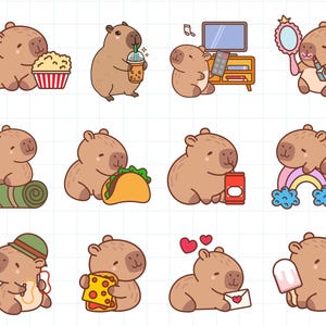 Cute Capybara PNG, Capybara SVG Bundle,Funny Capybara Clipart,Anime Cartoon Digital Sticker,files for cricut, Set Kawaii Animal Illustration