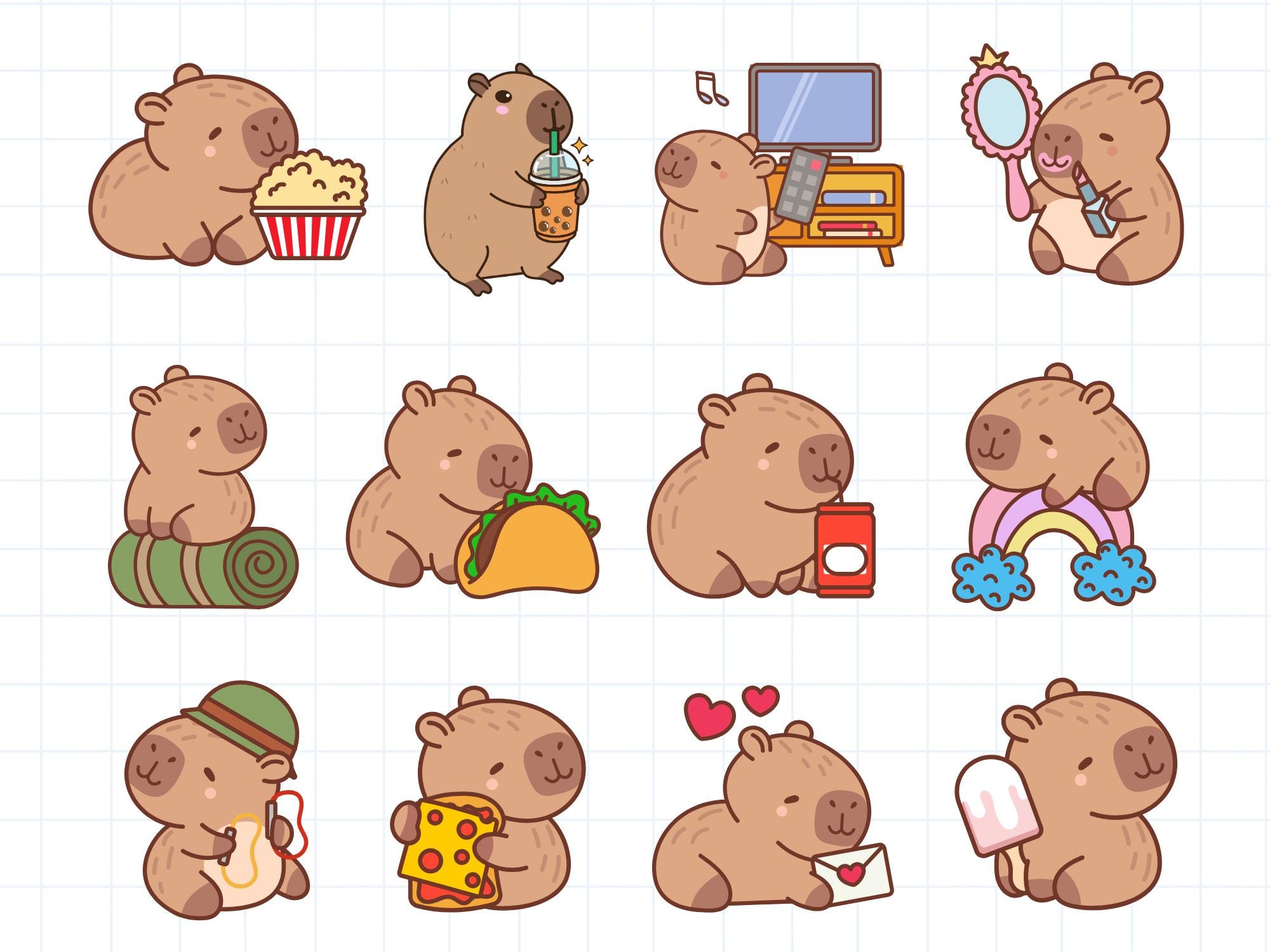 Cute Capybara PNG Funny Capybara Clipart Bundle Set Kawaii Animal Cute Capybara PNG Funny Capybara Clipart Bundle Set Kawaii Animal