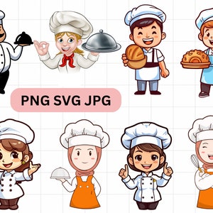 Arquivos digitais PNG de clipart de cozinheiros animados, chef svg chef png cook svg, pacote de molduras de monograma de cozinha, pacote de cozimento, camisa de chef svg