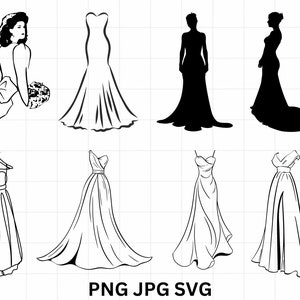 Abito da sposa in formato Svg, sposa in formato Svg, abito in formato Svg, matrimonio in formato Svg, clipart di matrimonio, abito da sposa in formato Svg, clipart abito, abito da sposa in formato Svg, silhouette del vestito