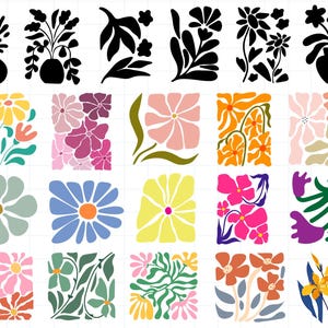 Abstract flower svg and png bundle, danish flower svg, retro flower svg, boho flower svg, floral png, boho floral png svg, groovy flower svg