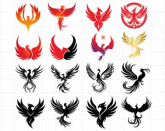 Phoenix SVG Bundle, Phoenix Clipart ,Phoenix SVG Cut Files for Cricut, Phoenix Silhouette , Phoenix Bird Head Svg