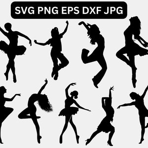 Danser meisje SVG, dans silhouet, ballerina SVG bundel, danser clipart, dans meisje SVG, dans SVG gesneden bestand voor Cricut