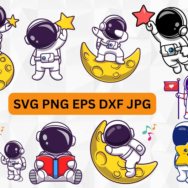 Astronaut Svg Png Bundle,  Astronaut with rocket svg,  kid astronaut svg, Universe Svg, Spaceman svg, Space SVG