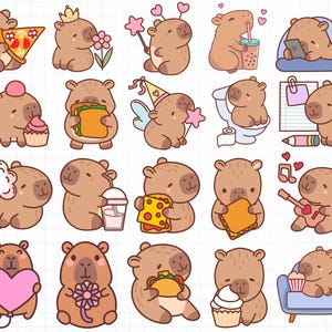 Cute Capybara PNG, Capybara SVG Bundle,Funny Capybara Clipart,Anime Cartoon Digital Sticker,files for cricut, Set Kawaii Animal Illustration