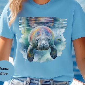 Women&#39;s Manatee Shirt, Cute Manatee T-Shirt, Ocean Shirt, Save the Sea Cows Tee, Manatee Lover Gift, Chubby Mermaid Shirt, Sea Cow T-shirt