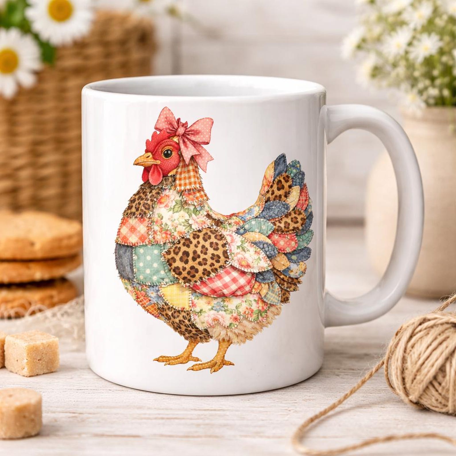Leopard Pattern Chicken Patchwork Chicken PNG, Leopard Print Farm Hen, Floral Quilt Design ...