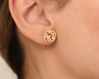 Dainty Monogram Earrings, Personalized Monogram, Minimalist Earrings, Custom Name Earrings, Block Monogram Earrings, Dainty Letter Earrings