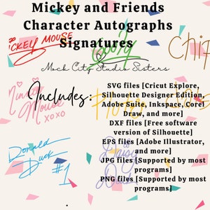 Mickey and Friends  Signature Autographs