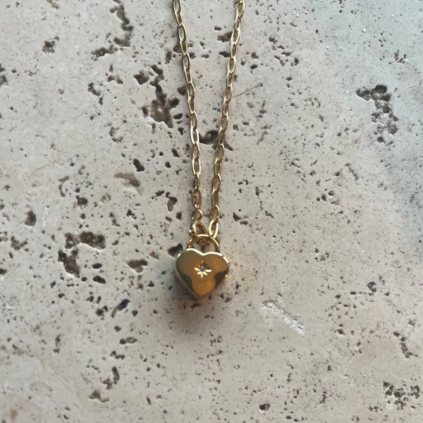 NYC No.2 necklace with heart, jewelry, 18k gold plated, Halskette, vergoldet, Schmuck