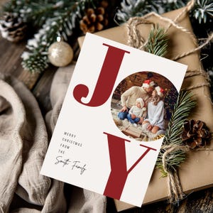 Joy Christmas Red Card Template
