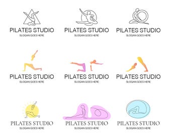 Pilates Studio Logos: Modern Minimalist Branding (Canva Template PDF)
