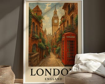 London Poster - London Travel Print - Modern England Wall Art - London Skyline Decor - Minimalist London Artwork - London Gift -