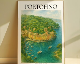 Portofino-reisafdruk - Portofino-poster - Portofino-muurkunst - muurdecoratie Italië - muurdecoratie Portofino - reisposter Portofino - Italië reisposter - Italiaanse decoratie