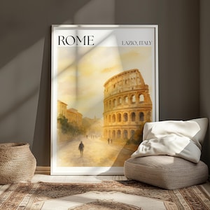Rome Poster -  Rome Travel Print - Italy Wall Art - Rome Colosseum Decor - Vintage Rome Artwork - Rome Gift - Italian City Poster