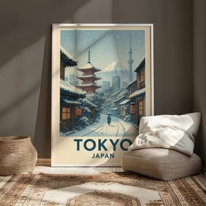 Tokyo Winter Poster - Tokyo Travel Print - Japan Wall Art - Tokyo Skyline Decor - Vintage Japan Artwork - Tokyo Gift - Japanese City Poster