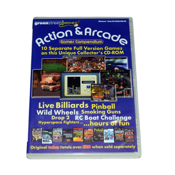 Action & Arcade Games Compendium PC CD Rom Collection Pinball Billiards Drop
