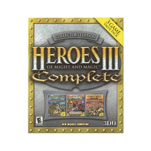 May include: A gold box featuring a 3D image of the video game Heroes III: Complete. The box is labelled 'Collector's Edition' and '3 Game Value Pack'.