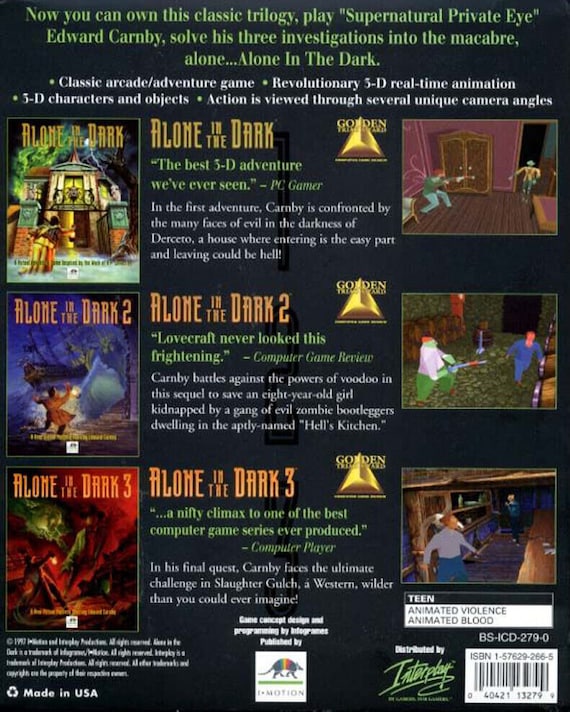 Alone in the Dark: the Trilogy 1+2+3 PC Mac Game 1992 Brand New