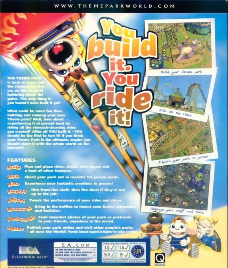 Theme Park World PC CD Rom 1999 Bullfrog Computer Video Game - Etsy