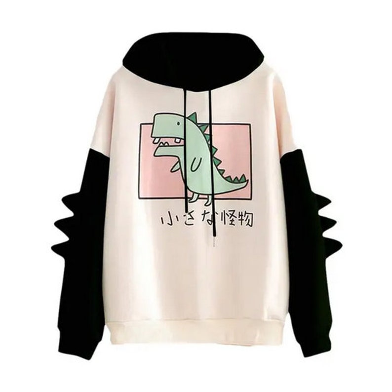 Dino Cartoon Dinosaur Pattern Print Men Pullover Hoodie