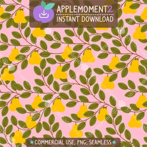 Simpatico modello senza cuciture Kawaii pera gialla estetica carta digitale PNG superficie Design illustrazione uso commerciale per piccole imprese