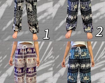 Thai Elephant Pants | Rayon Boho Lounge Pants, Cuffed