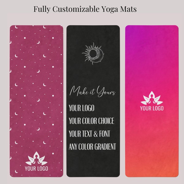 Custom Logo Yoga Mat, Fully Customizable for Any Color Text Logo Pattern Photo, Soft Microfiber Suede Yoga Mat, Yoga Studio Branded Yoga Mat