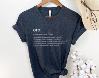 Om Yoga Shirt, T-Shirt Gift for Yoga Lover, AUM Dictionary Definition Sacred Sanskrit Mantra, Cotton Crewneck Tee