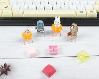 Adorable Halloween GHOST KEYCAPS, Cute Luminescence Keycap, ARTISAN keycaps handmade for Mechanical keyboard , Halloween Gift for Gamer