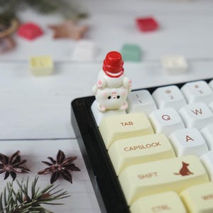 WEIHNACHTEN TASTENKAPPE, Entzückende Bären-Tastenkappe Esc, ARTISAN-Tastenkappe handgefertigt für Mechanische Tastatur, Weihnachtsidee Geschenk für Gamer, Süße Tastenkappe,